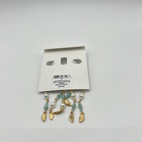 Style & Co Shaky Bead & Imitation Pearl Chain Hoop Earrings in Gold MSRP $25 NWT - Picture 5 of 5